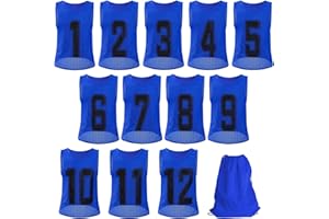 Yaegoo 12 Pack Scrimmage Training Vest, Numbered Practice Jerseys with Carry Bag for Soccer Basketball Football Volleyball
