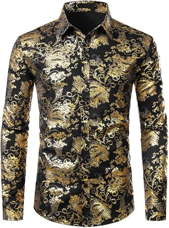 Owenqian Chemise Homme Chemise Imprim e Brillante Dor e Pour Hommes Owenqian Chemise Homme Chemise Imprim e Brillante Dor e Pour Hommes