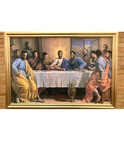 FIO African American JESUS Last Supper Poster Decorative Painting Canvas Wall Art Living Room Posters Bedroom Painting 16x24inch(40x60cm