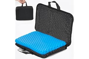 RARIRO Travel Gel Seat Cushion - Foldable Waterproof Portable Pad for Airplane, Stadium, Bleacher, Kayaking, Flights, Camping, Egg Gel Pads, Ergonomic Design