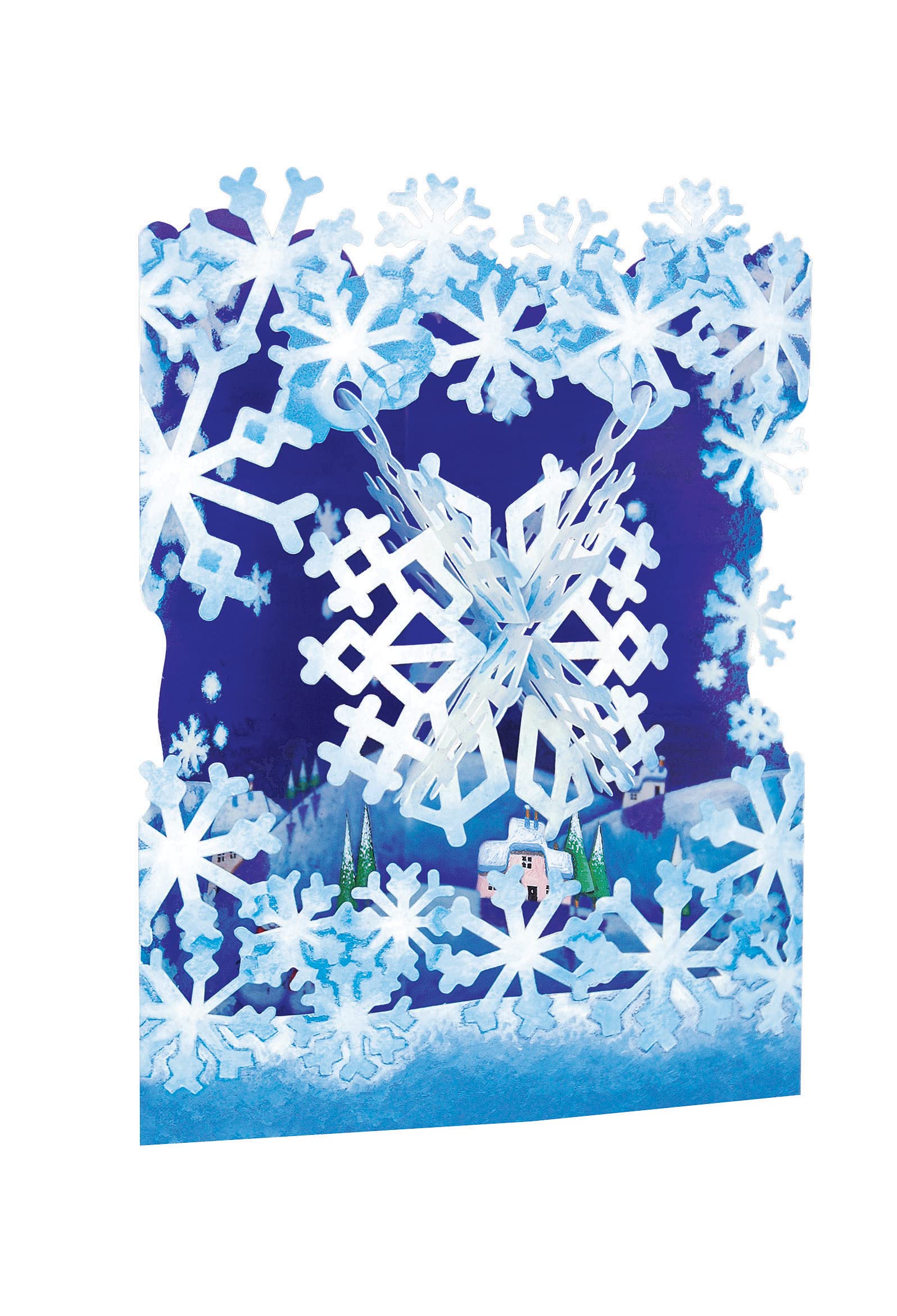 SANTORO Snowflake Swing Card - 3D Pop-Up Greeting For Her (Unisex, Blue, Card, Winter, All Ages, Envelope Included)