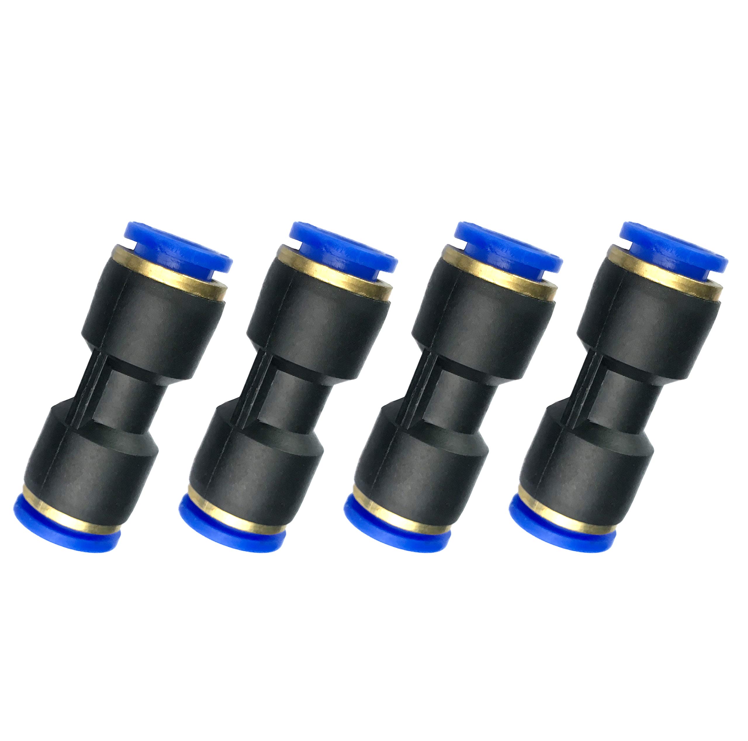 Fuel Line Connector for 1/2 OD Pneumatic Nylon Tubing Hose Union Quick Connect, Fit 1/2" OD Nylon Tube Pack of 4