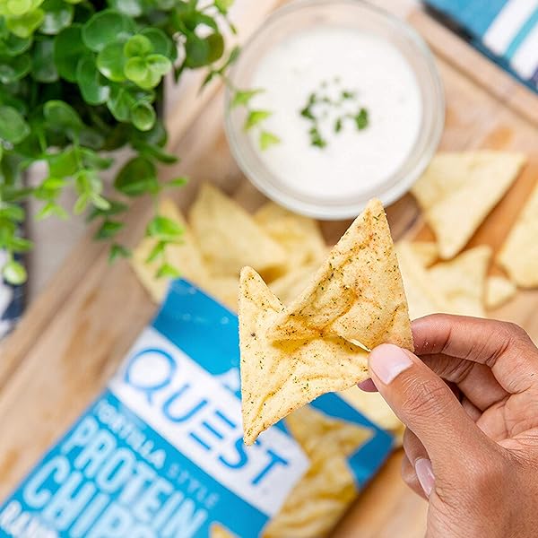 QUEST NUTRITION TORTILLA STYLE PROTEIN CHIPS, RANCH, BAKED, 19G PROTEIN, 4G NET CARB, LOW CARB, GLUTEN FREE, 1.1 OUNCE (PACK OF 12)