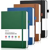 OMEYA A5 Graph Paper Notebooks: 4 Pack, Leather Hardcover, 100 GSM Paper | Multicolor, 160 Pages Per Pack, A5 Medium Size (5.7" x 8.3"), Grid Notebook Journal, for Work, School, Math, Engineering