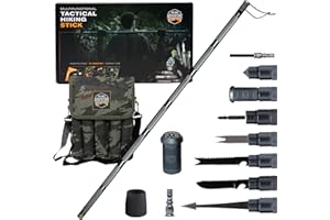 Prime Adventure 15-in-1 Tactical Survival Walking Stick & Hiking Staff – Heavy-Duty Collapsible Multitool for Camping, Hiking & Outdoor Survival Gear (8 Tubes, Premium Build)
