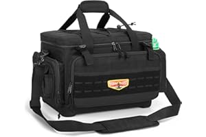 GOBUROS Fishing Tackle Box Bag with Waterproof EVA Bottom, Soft Fish Tackle Storage Bag with Rod Holder, Pliers Storage for F