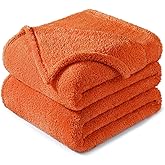 Exclusivo Mezcla King Size Blanket for Bed, Super Soft Velvet Plush Fleece Blankets, Fuzzy Cozy and Warm for Winter, 90x104 Inches, Burnt Orange