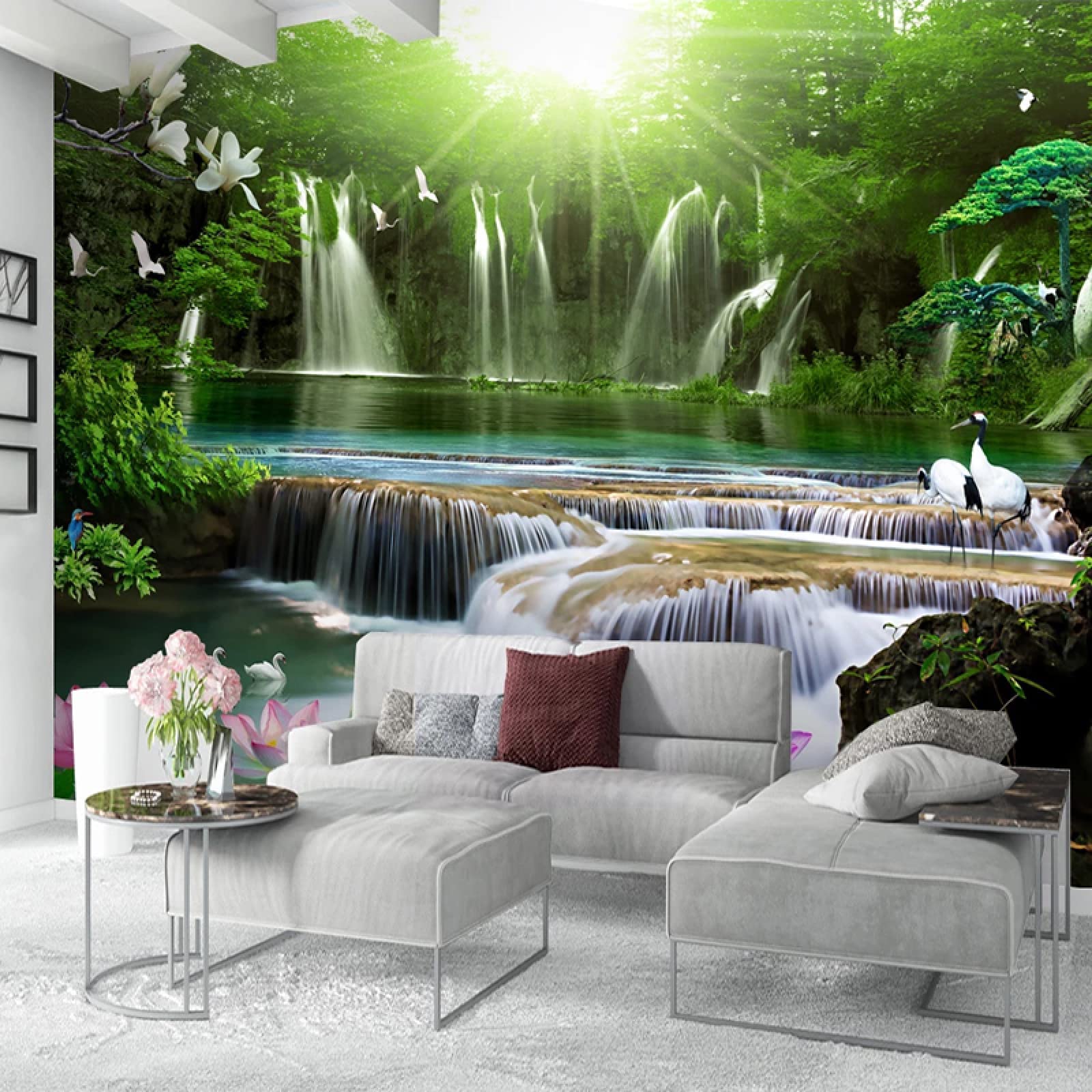 Wallpaper 3D Mural Magnolienblüten-Elstervogel Auf Vintage-Zweig Photo - View #12