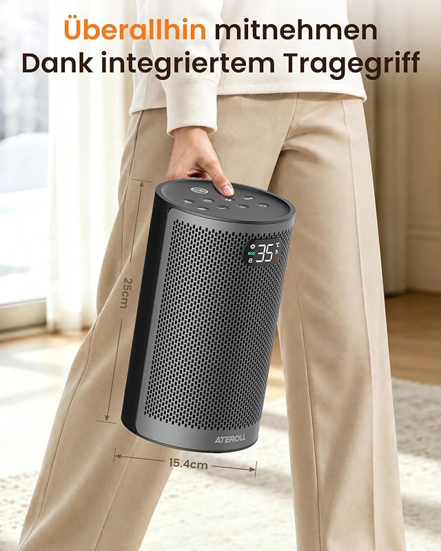 Heizlüfter Energiesparend Klein 1500W, 3 Modi Tragbare Heizstrahler — Foto 8 von 8
