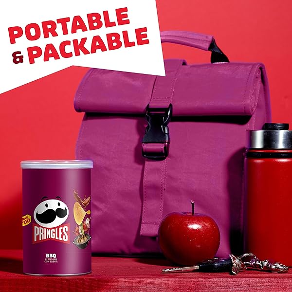 PRINGLES POTATO CRISPS CHIPS, LUNCH SNACKS, OFFICE AND KIDS SNACKS, GRAB N’ GO SNACK PACK, BBQ, 2.5OZ CAN (1 CAN)