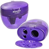 Swordfish &lsquo;The Triple&rsquo; Three Hole Pencil Sharpener with Mess-Free Canister [Pack of 1] 8-16 mm [40228s], Purple