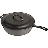 Lodge Pre-Seasoned Cast Deep Skillet With Iron Cover and Assist Handle, 5 Quart, Black