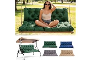 Porch Swing Cushions 60 Inch,Waterproof Patio 2 3 Seater Replacement for Outdoor Furniture with Backrest&Strap,Thick 4" Swing