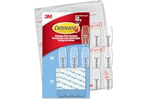 Command Medium Clear Wire Toggle Hooks,10 Wall Hooks and 12 Command Strips, Damage-Free Hanging with Adhesive, Great for Hang