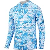 FISHEAL UPF 50+ Mens Fishing Shirts with Hood, Long Sleeve Sun Protection Hunting Shirt, Lightweight Camo Shirt for Hiking