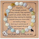 ZLLOO Natural Stone Bracelet for Women Pink Ribbon Awareness Handmade Beaded Encouragement Gift with Message Card