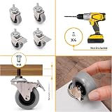Emuca Pack of 4 Grey Furniture Castors 50mm with 2 Brakes M8x15 bolt view 3