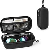 FIROK Hard Double Glasses Case, Dual Eyeglasses Case with Adjustable Divider, Travel Eyeglass Holder for 2 Pairs Sunglasses