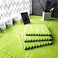 easycustomerlee 12pcs Tiled Puzzle Play Mats Interlocking Shaggy Soft EVA Foam Mats Protective Floor for Children Kids Room Home Parlor Bedroom(Green)
