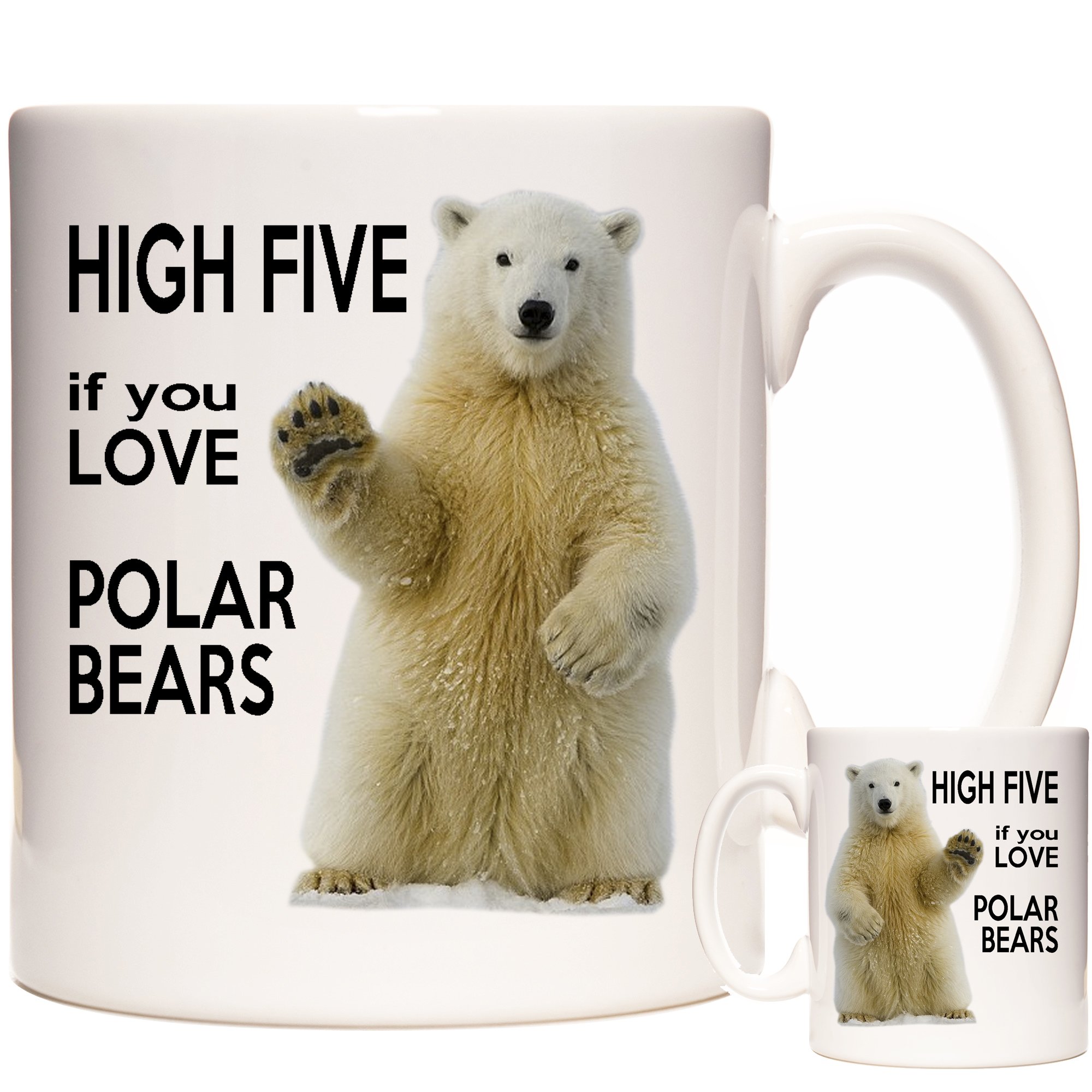 KAZMUGZ Polar Bear Mug, High Five If You Love Polar Bears, 11oz Ceramic Mug