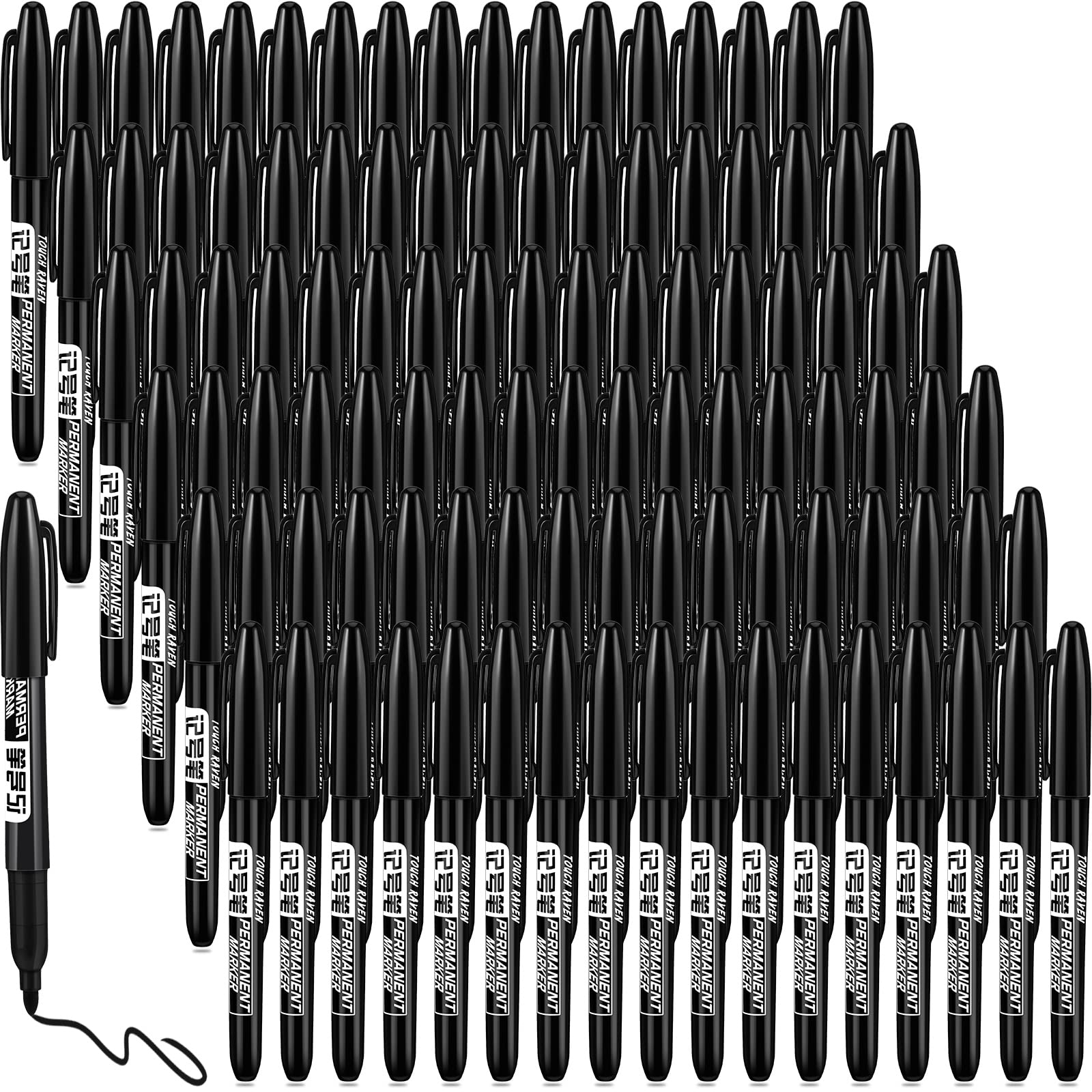 Photo 1 of Thenshop 300 Pack Permanent Markers Bulk First Day of School Back to School Supplies Fine Point Waterproof Marker Works on Plastic, Wood, Stone, Metal, Glass for Office Classroom(Black)