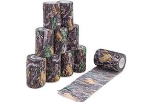 DROK 4/10 Roll Camo Tape Wrap, Camouflage Self-Adhesive Camo Stick Bandage for Outdoor Sports Climbing Camping, 2/3in x 14.76ft for Range Finder Camera Flashlight Bicycle