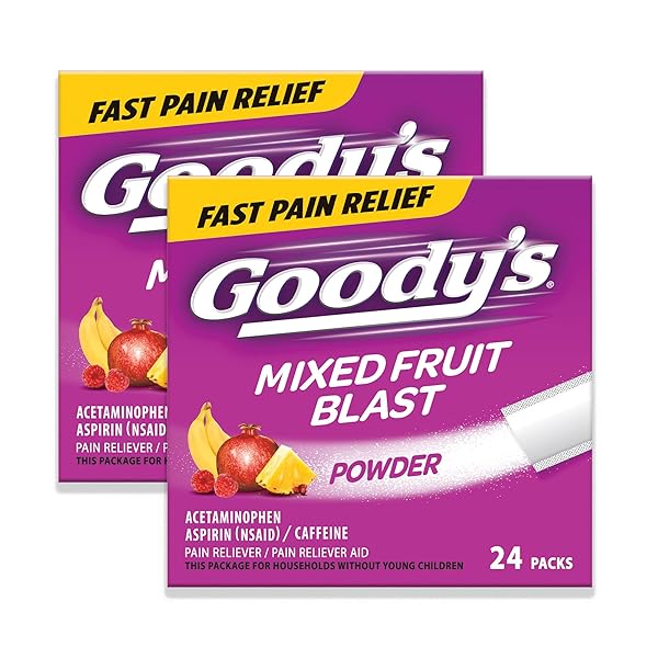 GOODY’S EXTRA STRENGTH HEADACHE POWDER, MIXED FRUIT BLAST FLAVOR DISSOLVE PACKS, 24 INDIVIDUAL PACKETS (2 PACK)