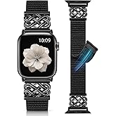 Minyee Nylon Loop Band Compatible with Apple Watch Bands 38/40/41/42/44/45/46/49mm Women Men, Celtic Knot Dressy Adjustable Breathable Braided Straps for iWatch Series 11 10 9 8 7 6 5 4 SE/Ultra 3 2 1