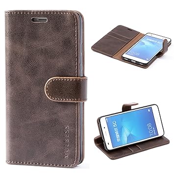 Mulbess Ledertasche im Ständer Book Case/Kartenfach für Huawei Honor 5C Tasche Hülle Leder Etui,Vintage Braun