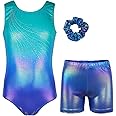 MODAFANS Gymnastics Leotards for Girls Sparkly Dance Unitards Biketards Black Activewear for Girls 4-13Years