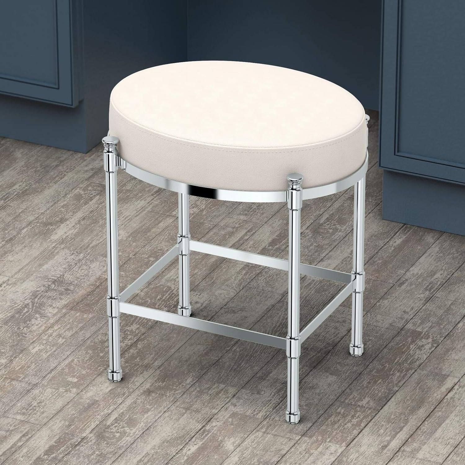 Oval Vanity Stool with Cushion, Frame Material Metal