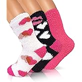 AIVEI Valentines Day Gifts for Her Buttery Soft Fuzzy Socks for Women, Cozy Warm Fluffy Cute Socks 3 Pairs, Galentines Gifts