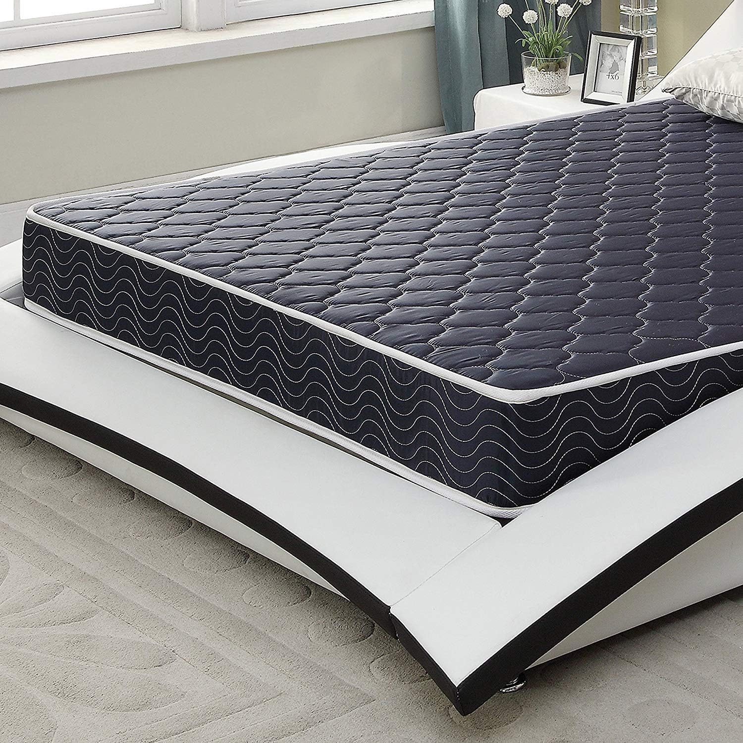AC Pacific 6" Foam Mattress Covered in a Stylish Navy Blue Waterproof Fabric, Twin, Navy Blue: Furniture & Decor