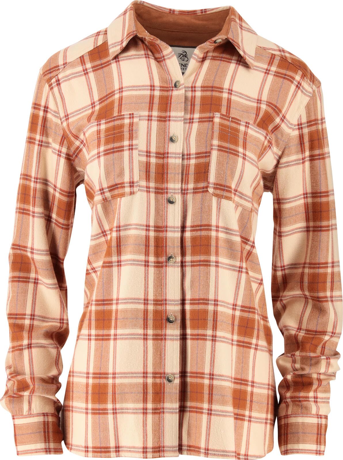 Legendary Whitetails Womens Button Up Flannel Shirt Long Sleeve Relaxed Fit Rayon Polyester, Vintage Cottage Spice Plaid, XXL Image