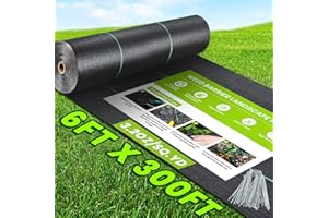 PALATALA 6x300FT Weed Barrier Landscape Fabric Heavy Duty, 3.2oz Woven Geotextile Fabric, Ground Cover Weed Block Gardening Mat, Weed Control Garden Cloth for Driveway,Road,French Drain,Vegetable Patch