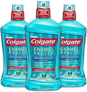 Colgate Enamel Strength Alcohol Free Mouthwash, Fresh Mint - 1L, 33.8 fluid ounce (3 Pack)