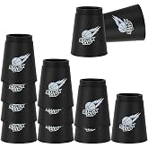 SEISSO 12PCS Cup Stacking Set, Classic Stacking Cups Game for Kids Boy Girl | Black plastic stacking cups for a classic look, steady grip, timed practice, teen games, and family challenges.