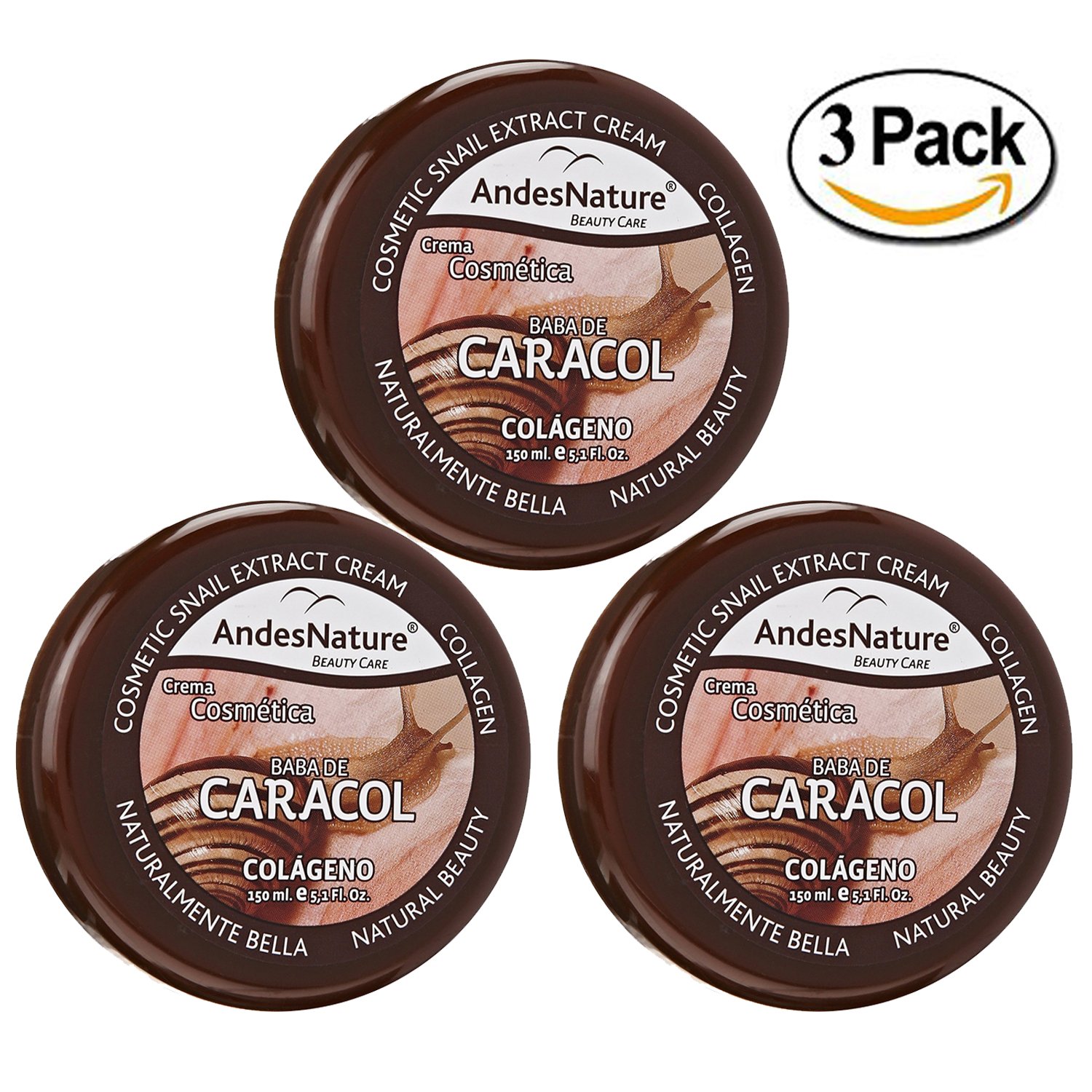Andes Nature 3 Pack -Orgánica Baba De Caracol Anti Envejecimiento Arruga Acné Cicatriz Snail Cream