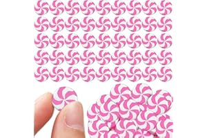 Giegxin 60 Pcs Christmas Fake Candy Decor Christmas Miniatures for Crafts Fake Peppermint Ornaments Christmas Mini Candy Canes Decor for Xmas Tree Party Decor Miniatures DIY Craft(Pink and White)