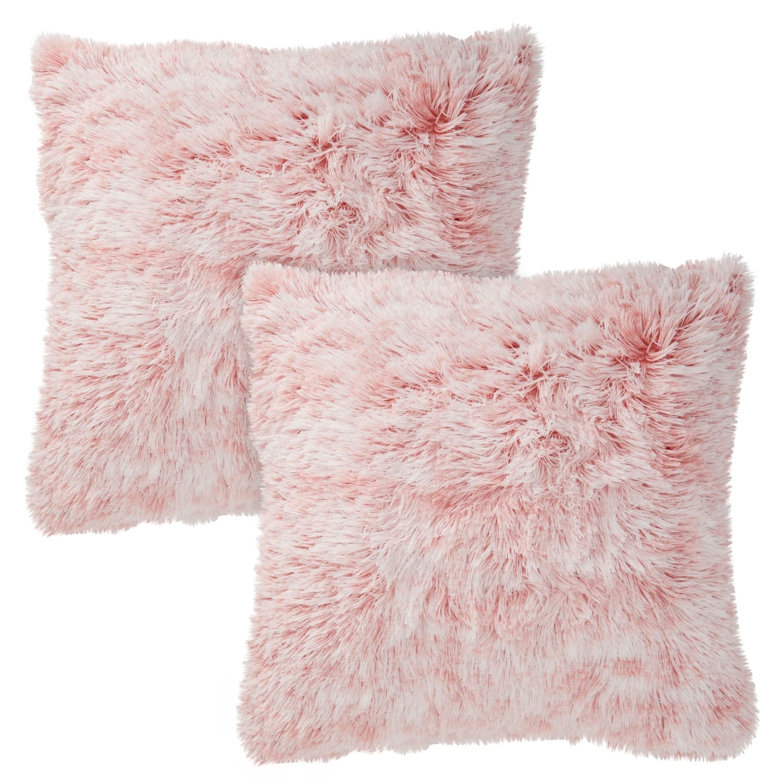 Photo 1 of Juvale Pink Throw Pillows - 20 x 20 in (2-Pack) Blush Pink Faux Fur - Machine Washable & Hidden Zipper - Fuzzy Decorative Pillow Covers for Sofa & Bed