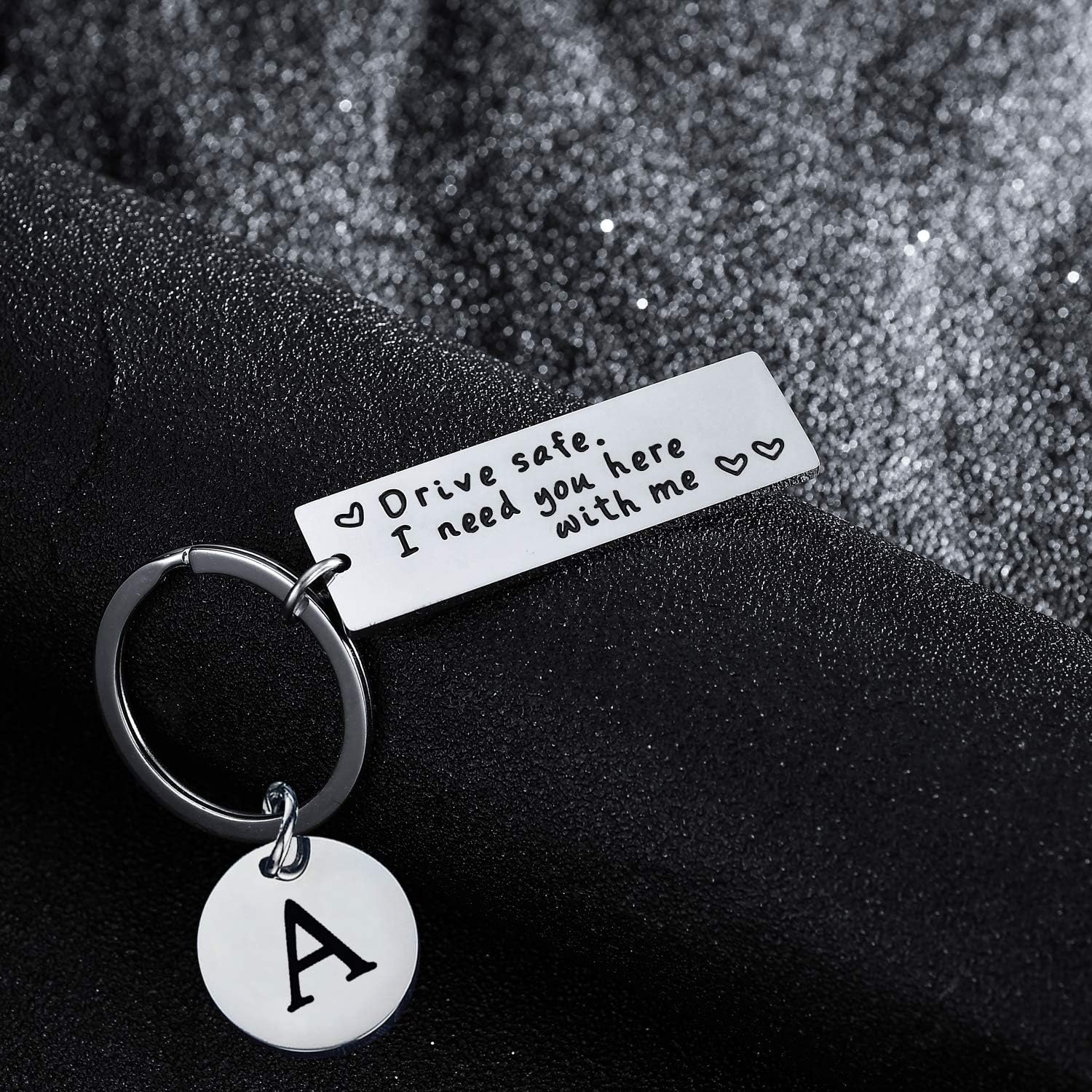 BESPMOSP Drive Safe Keychain Appreciatione 26 Letter Keychain Father's Day Birthday Gift Gifts for Husband Dad Boyfriend (Drive Safe A) - Image 3