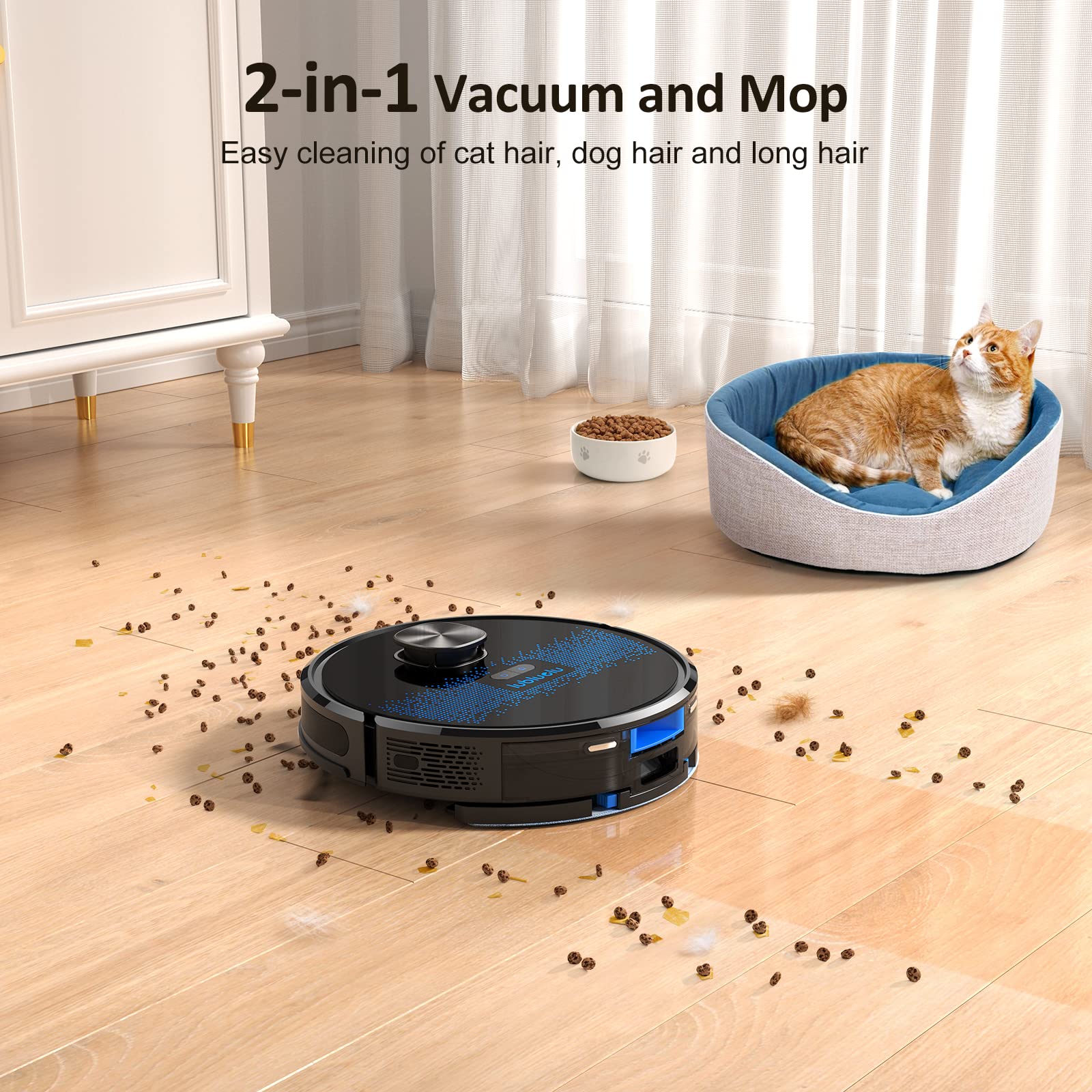 Lubluelu Robot Vacuum Self Emptying,Hands-Free Up to 60 Days,4000pa Robot Vacuum and Mop Combo, Lidar Navigation,WiFi/App/Alexa,Self-Charging,3 in 1 Robotic Vacuum for Pet Hair Hard,Floor,Carpet