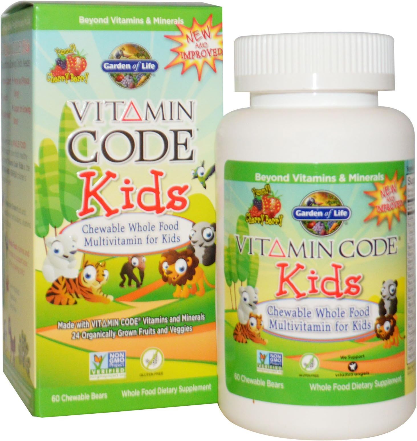 Garden of Life, Vitamin Code, Kids, Chewable Whole Food Multivitamin for Kids, Cherry Berry, 60 Chewable Bears