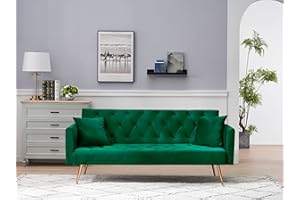 ERYE Tufted Daybed,Modern Convertible Futon & Sofabed,Soft Velvet Upholstered Loveseat Sofa Convenient Nap Sleeper Couch Bed for Home Office Apartment Living Room Furniture Sets, Green