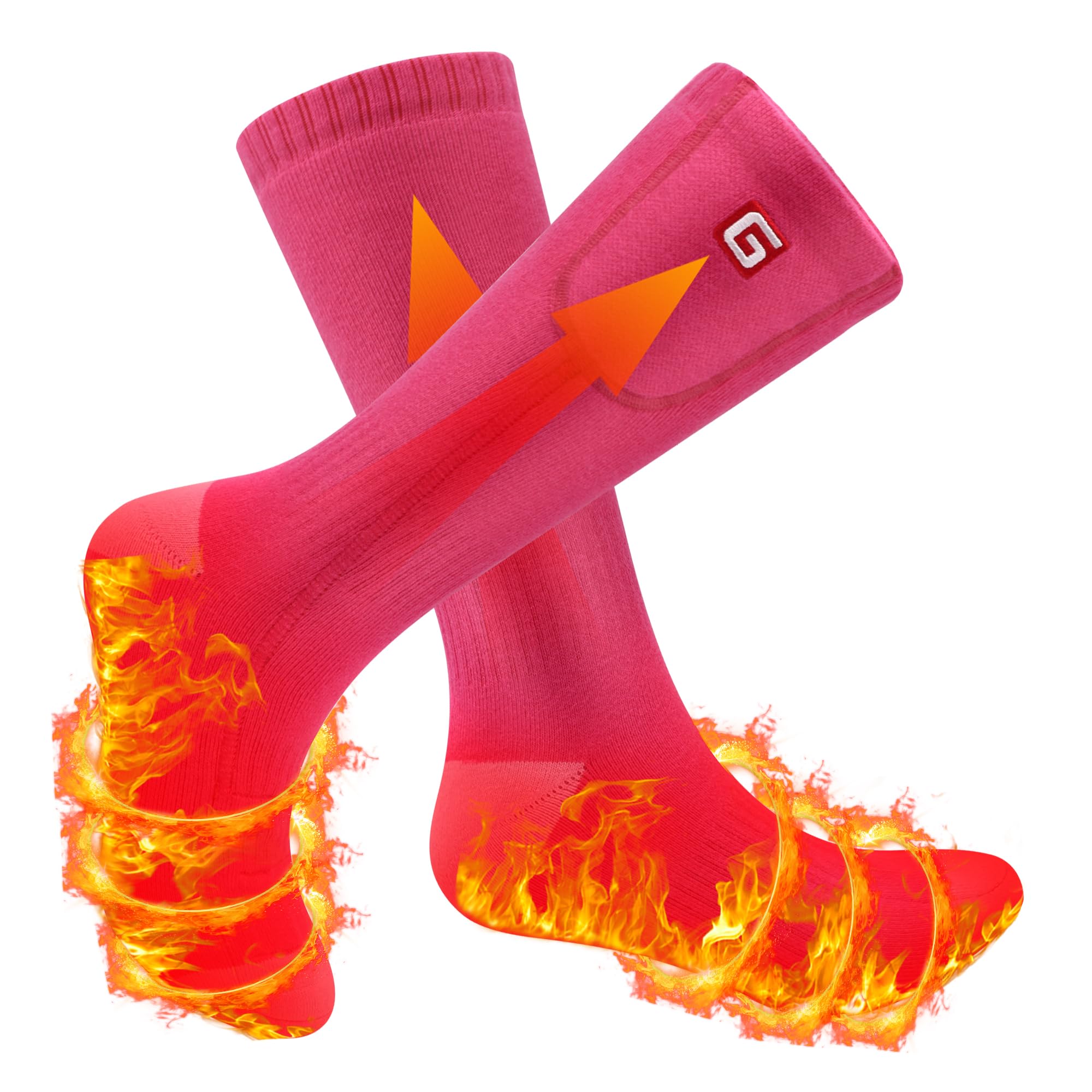 Photo 1 of SVPRO Heated Socks Women Electric Battery Socks Rechargeable Heating Socks Thermal Insulated Socks for Arthritis,Winter Thick Warm Cotton Sox Pink, Fit US 5-10 Size