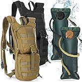 Liliful 2 Set Tactical Hydration Backpack with 3l TPU Water Bladder Tactical Molle Water Backpack Hydration Pack for Men Women Hiking Biking Running Climbing
