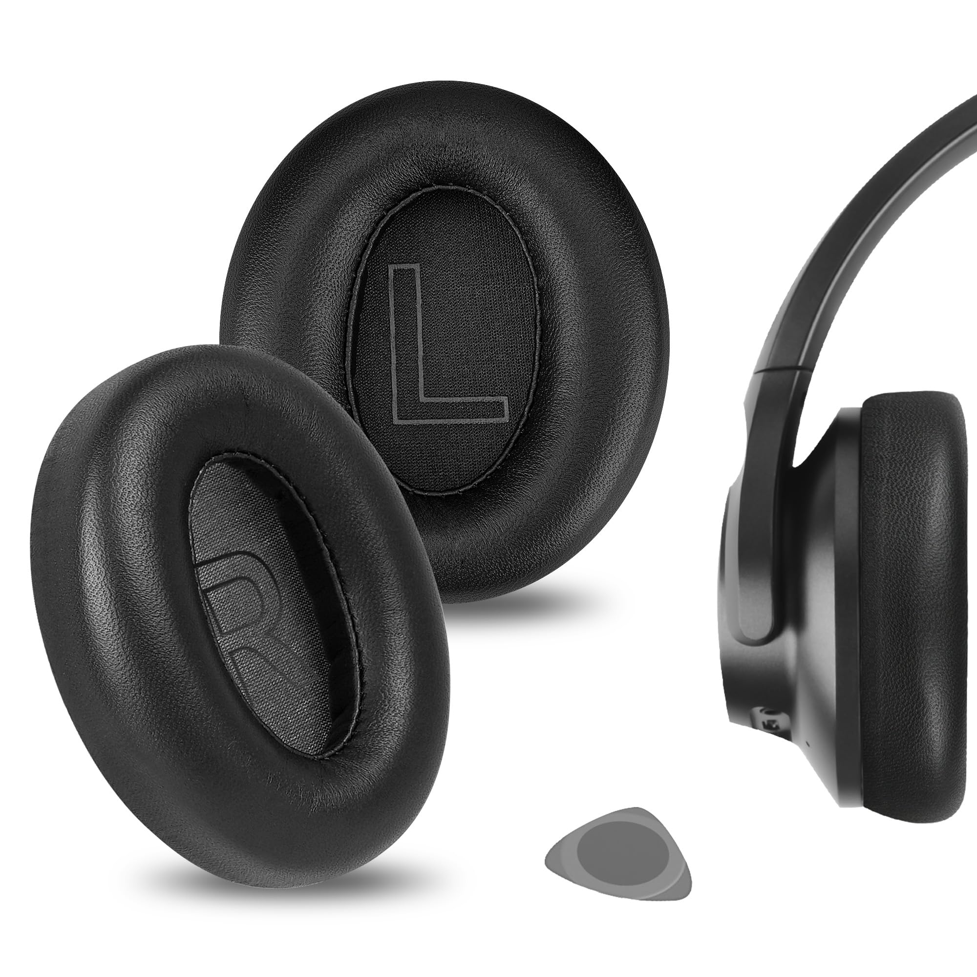 Geekria Elite Sheepskin Replacement Ear Pads for Soundcore by Anker Life Q20, Q20+, Q20i, Life 2 (Not Fit for Life 2 Neo) Headphones Ear Cushions, Repair Parts (Black)