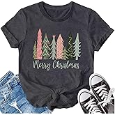 LBP Merry Christmas Shirt for Women Merry and Bright Christmas T-Shirt Xmas Holiday Tee Tops