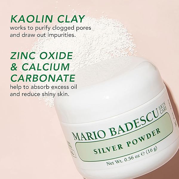 MARIO BADESCU SILVER POWDER, SKIN CARE FACIAL PORE CLEANSING MASK WITH KAOLIN CLAY & ZINC OXIDE, 0.56 OZ