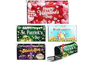 FIONUPI 4 Pcs Happy Valentine's Day Mailbox Covers Magnetic Standard Size 18x21 Inch Mardi Gras St Patricks Day Easter Mailbox Covers Post Letter Box Cover Mailbox Wraps for Garden Yard Home Outdoor Decor